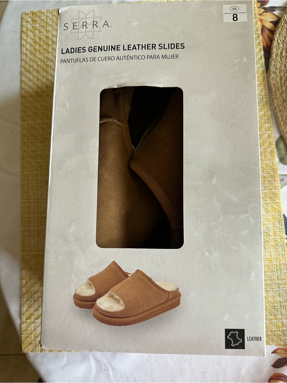SERRA Chestnut Brown Genuine Leather Mules with Shearling Trim - Picture 6 of 7